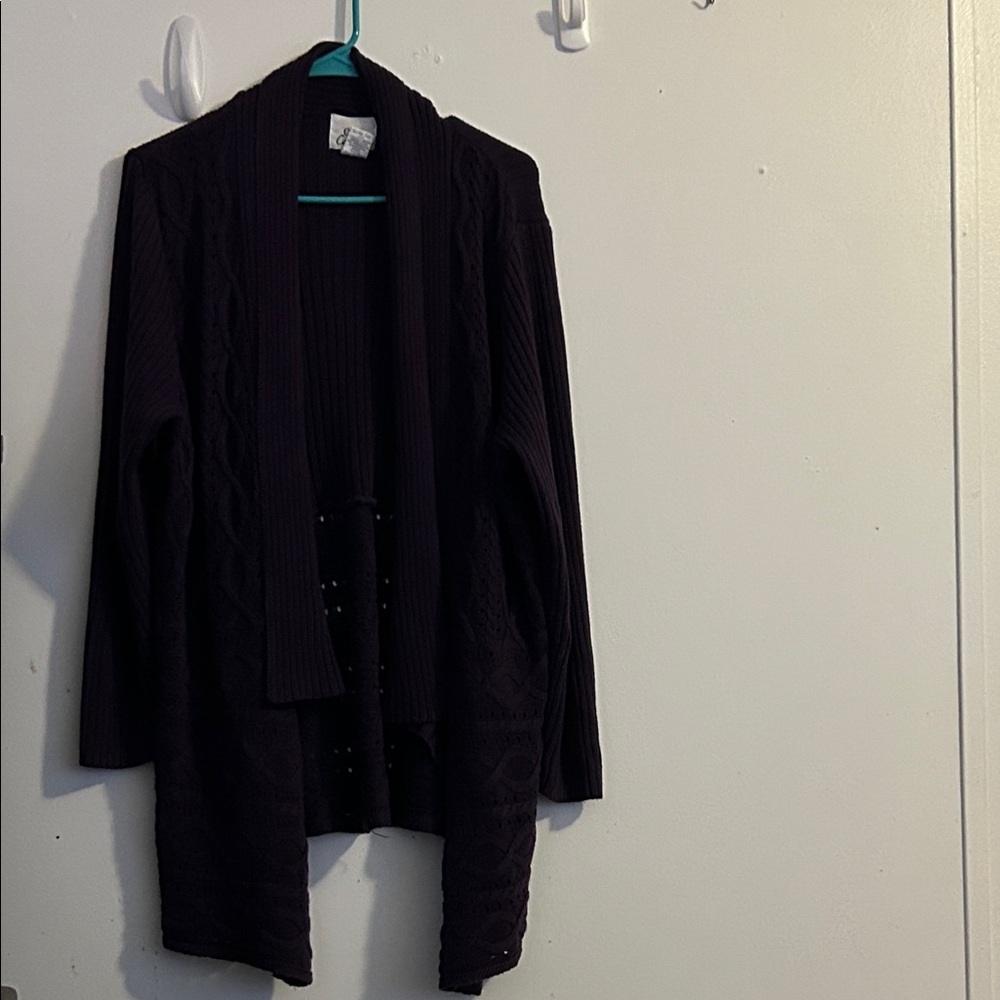 purple Open-Front Sweater